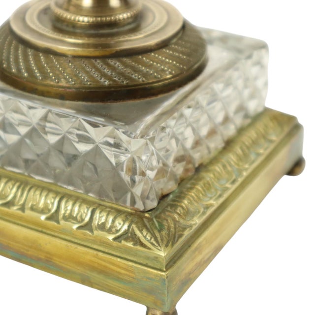 Empire Table Lamp in Cut Crystal with Diamond Pattern and Gilt Bronze, 1890s For Sale - Image 15 of 17