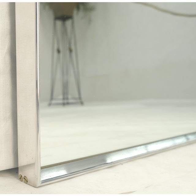Late 20th Century Vintage c1970s Large 33x55" Machined Aluminum John Stuart Wall Mirror MINT! For Sale - Image 5 of 10