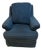 Custom Ethan Allen Rolled-Arm Skirted Armchair in Navy With Rope Trim For Sale