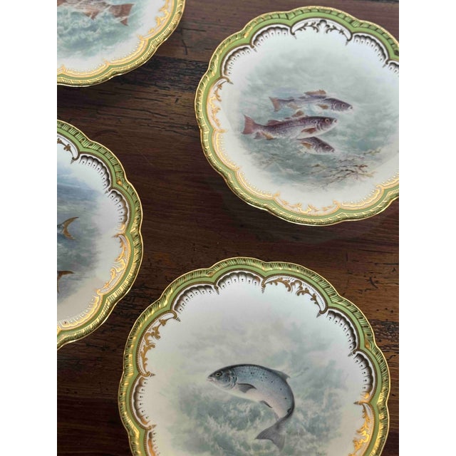 Gold 1920s Royal Cauldon for Tiffany & Co. Fish Plates, Set of Six For Sale - Image 8 of 10