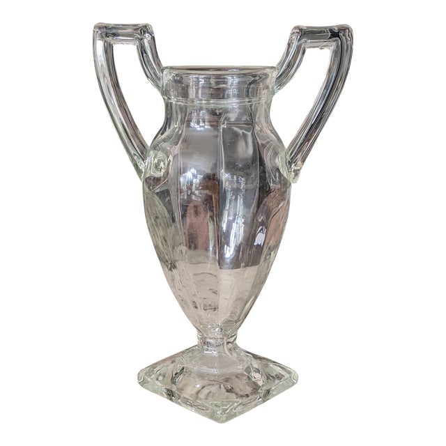 Vintage Glass Trophy Urn Vase For Sale