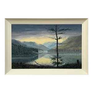 Rex Preston Vintage Impasto Impressionist Painting of Misty Morning at Reservoir in England, 1971
