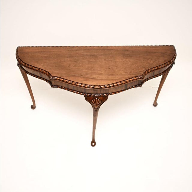 Antique Queen Anne Style Figured Walnut Console Table, 1900s For Sale - Image 6 of 11