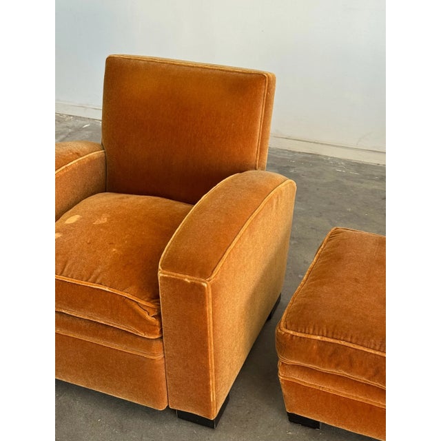 Textile 1970s Art Deco Lounge Chair and Ottoman For Sale - Image 7 of 10