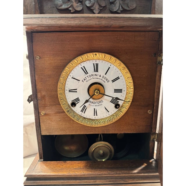 Antique English Parlor Mantel Clock by Fattorini & Sons - Patented Alarm For Sale - Image 9 of 9