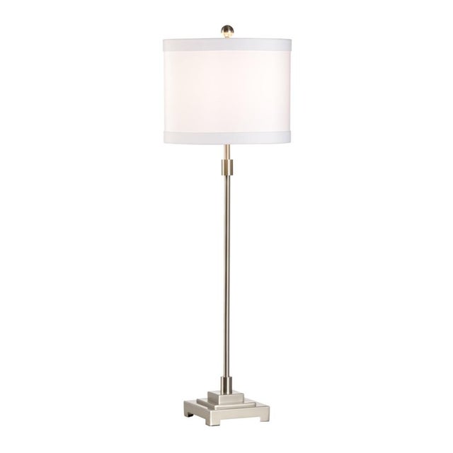 Nickel finish brushed texture 33h x 5.5w x 5.5d Shade Dimensions: top(10.5) bottom(10.5) side(8.5)