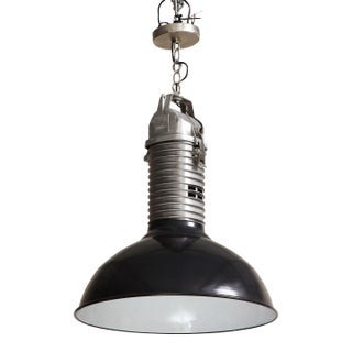 Midcentury Black & White Ceiling Light With Original Enamel, C. 1920 For Sale