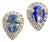 Diamond Sapphire Earrings 18k White Gold Stud 0.60 TCW Certified For Sale