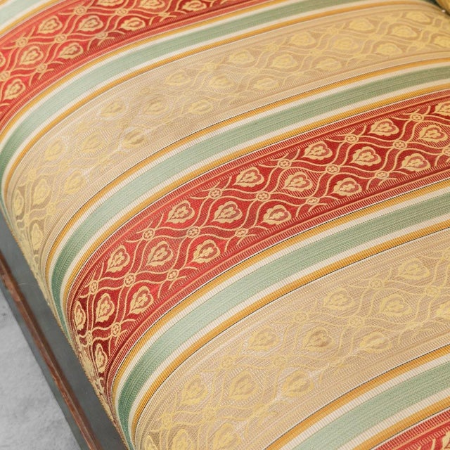 3-Seater Sofa in Wood and Striped Fabric, 1950s For Sale - Image 4 of 14