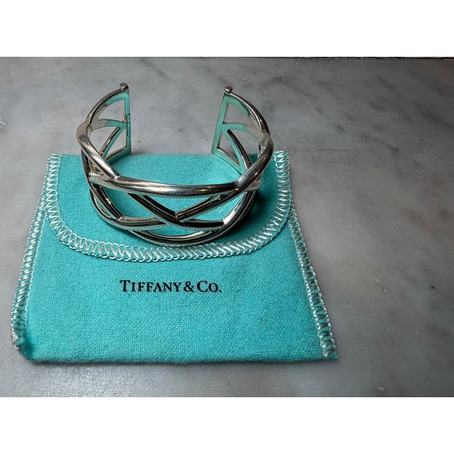 Silver Tiffany & Co. Sterling Silver Woven Celtic Knots Cuff Bracelet 51g For Sale - Image 8 of 9