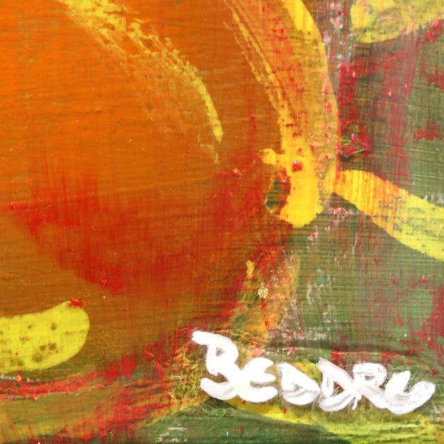 2020s Donna Con Capo Fiorito - Framed Original Artwork by Beddru, Figurative Colorful Textured Portrait For Sale - Image 5 of 10