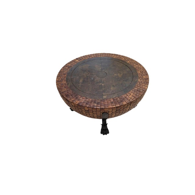 Late 20th Century Late 20th Century Kreiss “Nairobi” Coconut Shell & Bronze Drum Cocktail Table For Sale - Image 5 of 9