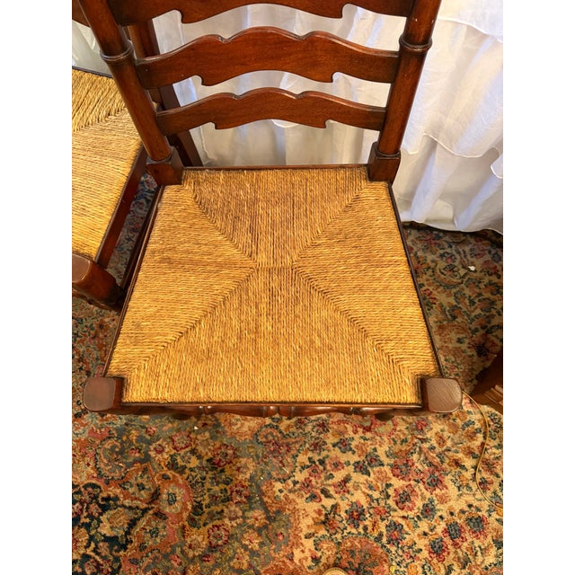 1980s Pair of Ladder Back Dining Chairs Possibly Tell City Chair Company For Sale - Image 4 of 4