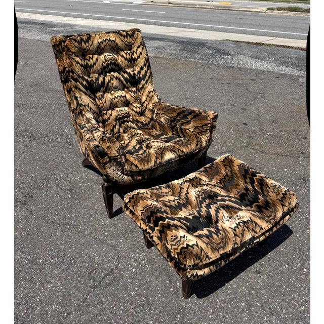 Mid 20th Century Mid Century Castro Convertible Tufted Lounge Chair & Otto For Sale - Image 5 of 11
