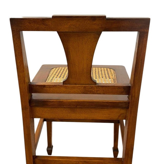 Vintage Arts & Crafts Style Wooden Side Chair With Caned Seat and Shaped Back Splat For Sale In Seattle - Image 6 of 10