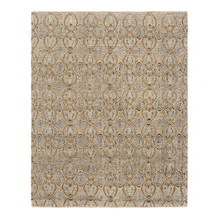 Rug & Kilim’s Moroccan Style Rug in Cream White and Gold Geometric Patterns - 6x8 For Sale