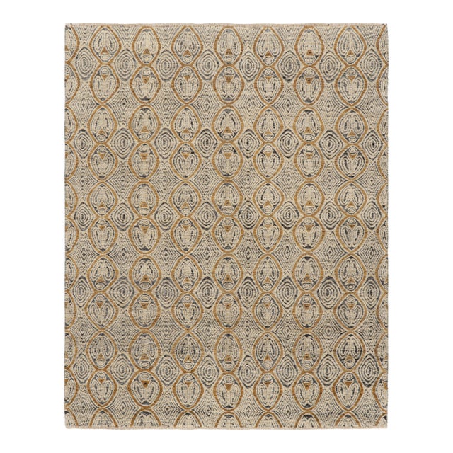 Rug & Kilim’s Moroccan Style Rug in Cream White and Gold Geometric Patterns - 6x8 For Sale