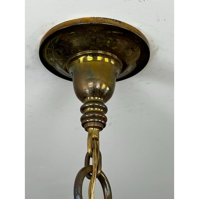 1920s Vintage 1920s Six Arm Brass Chandelier With Dolphins For Sale - Image 5 of 9