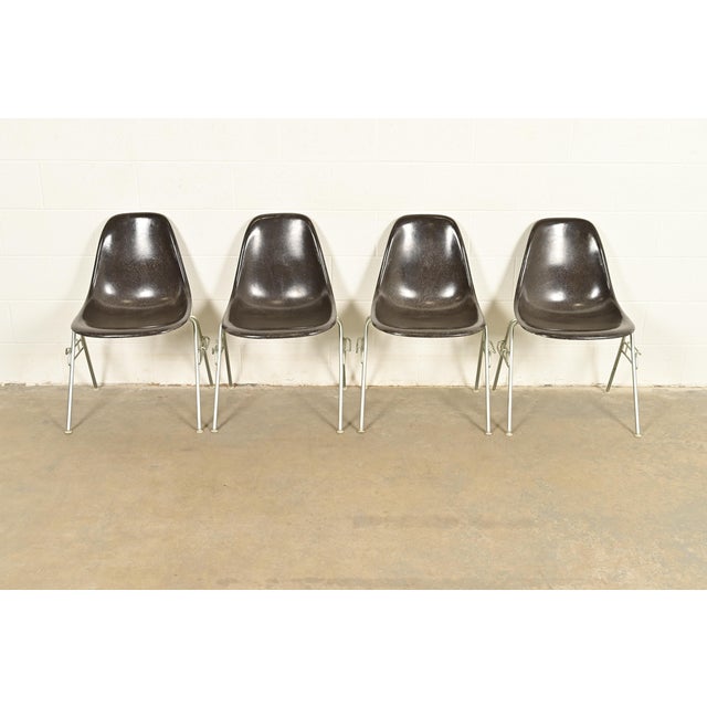 Charles & Ray Eames for Herman Miller DSS Seal Brown Stacking Shell Chairs | Set of Four For Sale - Image 16 of 16