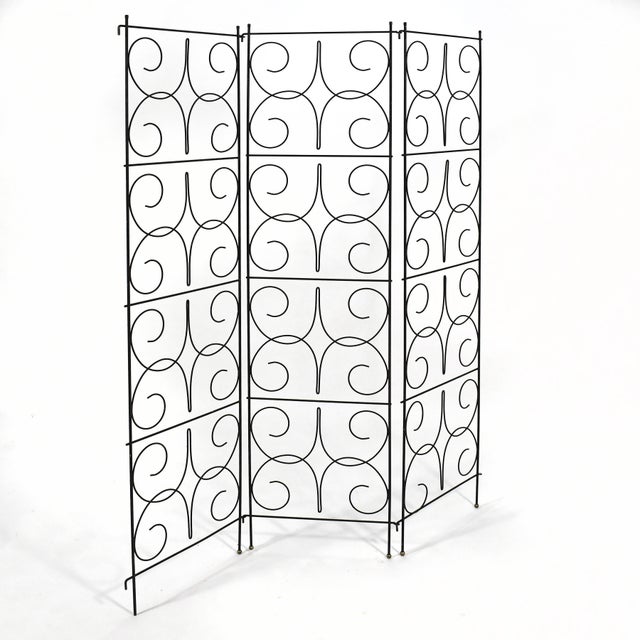 Mid 20th Century Wire Three-Panel Folding Screen For Sale - Image 5 of 6