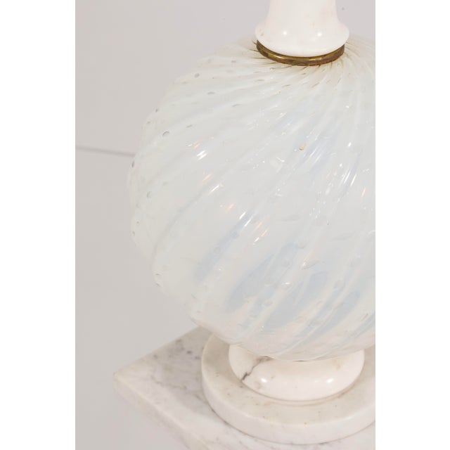 Vintage Murano Glass and Marble Table Lamp With Large Drum Shade For Sale In Detroit - Image 6 of 8