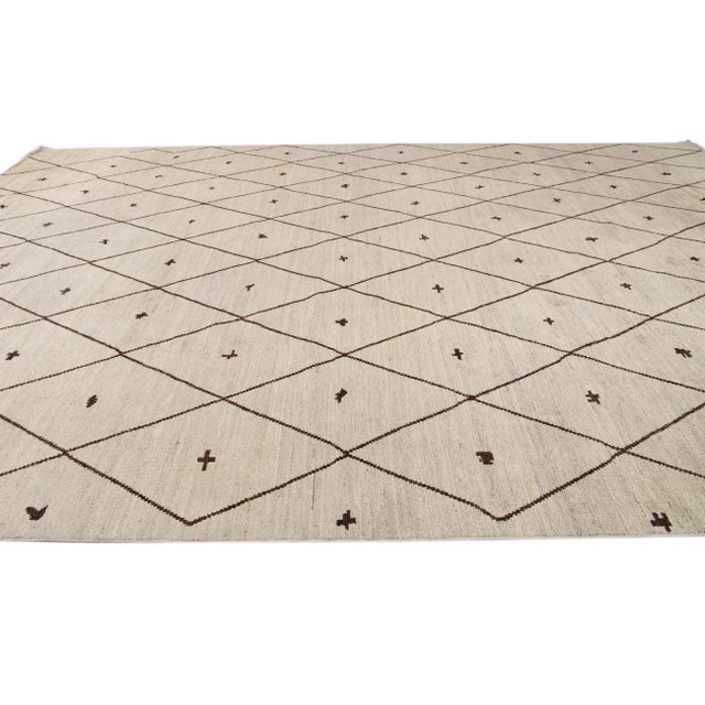 Large Modern Berber Moroccan-Style Wool Rug 12 Ft 4 in X 17 Ft 9 In For Sale - Image 12 of 13