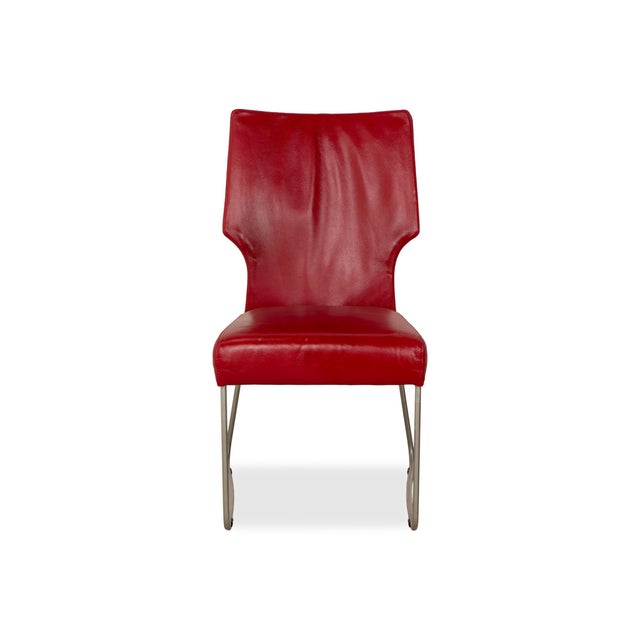 Red Leather Chairs from Bert Plantagie, Set of 4 For Sale - Image 11 of 12