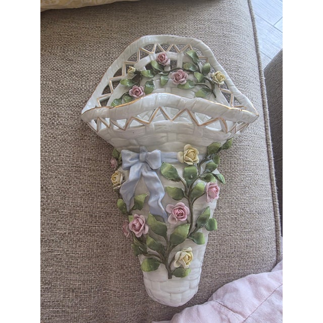 White Large Antique German Wall Pocket Vase From Dresden For Sale - Image 8 of 8