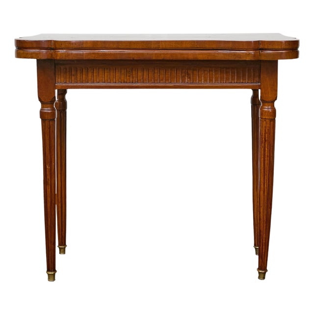 French Walnut Game Table with Marquetry and Reversible Felt Top, Circa 1880 For Sale