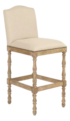 Aria Bar Stool - Linen / Oak Frame