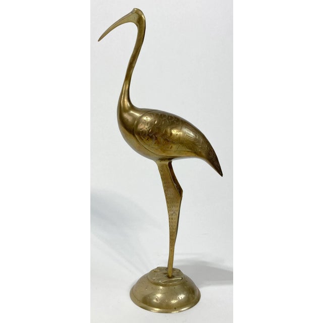 Mid 20th Century Vintage Etched Brass Shorebird Figure* For Sale - Image 5 of 8