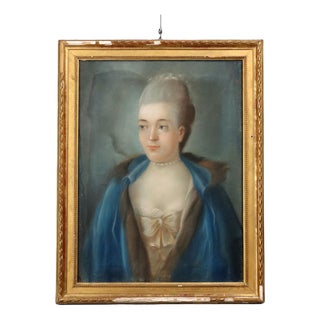 Portrait of Marie Antoinette of Habsburg-Lorraine, Crayon on Paper on Canvas, Framed For Sale