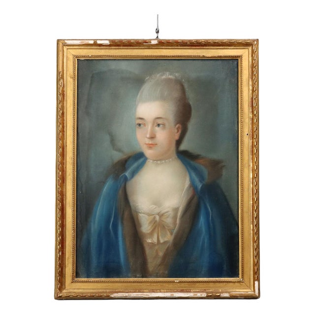 Portrait of Marie Antoinette of Habsburg-Lorraine, Crayon on Paper on Canvas, Framed For Sale
