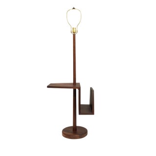 Mid Century Danish Modern Floor Lamp With Magazine Rack For Sale