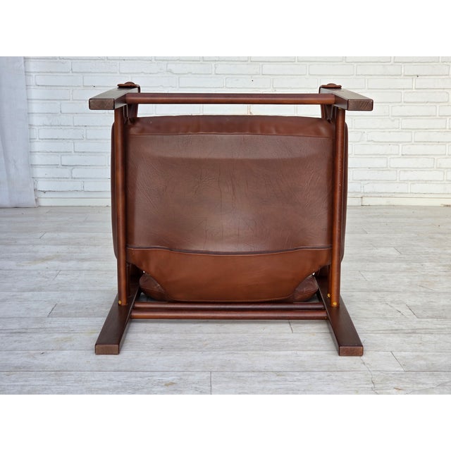 Danish Safari Armchair in Leather from Skipper's Furniture, 1970s For Sale - Image 14 of 17