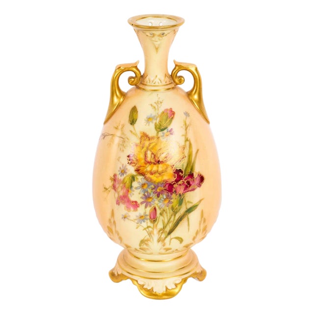 Antique 20th Century Ovoid Porcelain Vase from Royal Worcester, 1909 For Sale