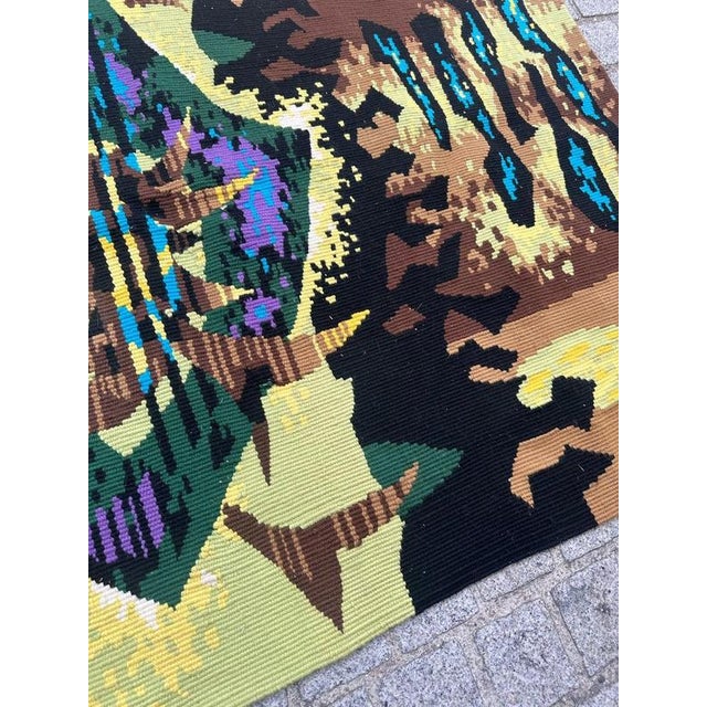 Black French Modern Tapestry with Terrestrial Lyre by J.C.L. Duprez, 1950s For Sale - Image 8 of 18