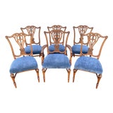 1930's Saginaw Furniture Louis XVI Walnut Dining Chairs- Set of 6 Newly Reupholstered For Sale