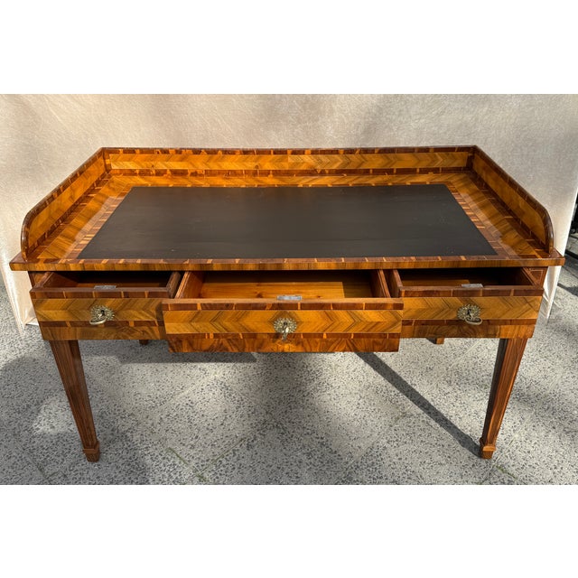 Antique Marquetry Writing Desk in Walnut and Exotic Veneers, 1700s For Sale - Image 4 of 12