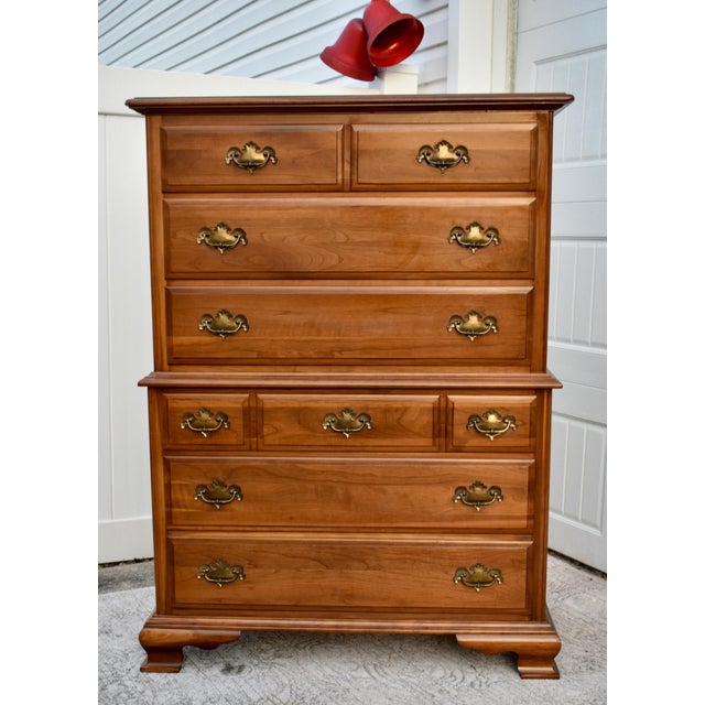 1950s Vintage Taylor-Jamestown Solid Cherry Traditional Style Chest on Chest For Sale - Image 5 of 13