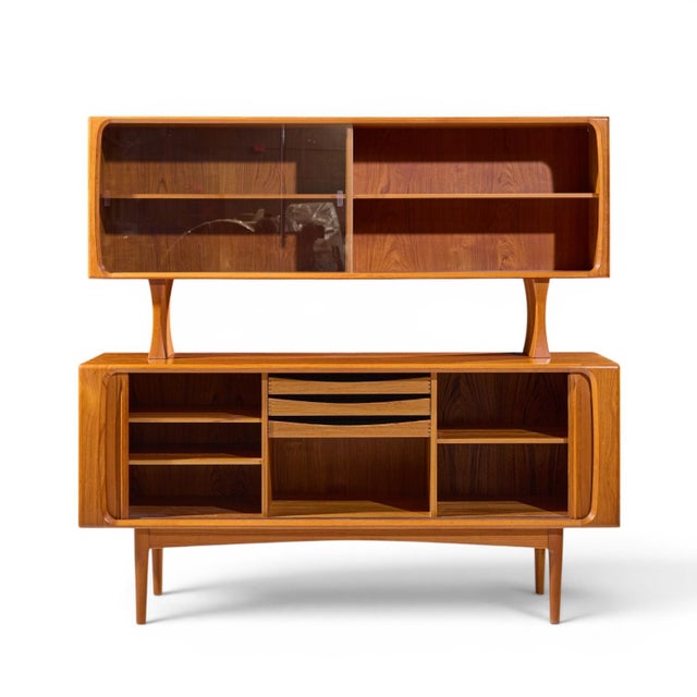 Wood Bernhard Pedersen Mid Century Danish Teak Tambour Credenza and Hutch For Sale - Image 7 of 12
