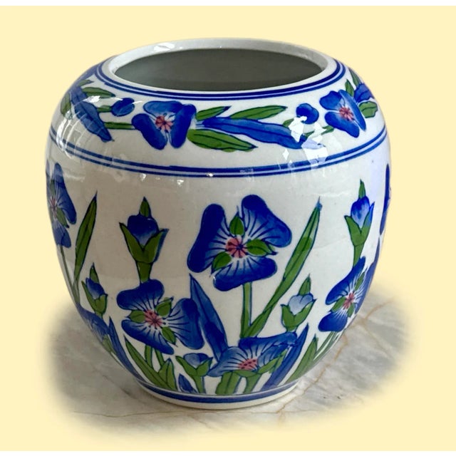 Chinoiserie Mid Century Chinese Floral Vase For Sale - Image 3 of 9