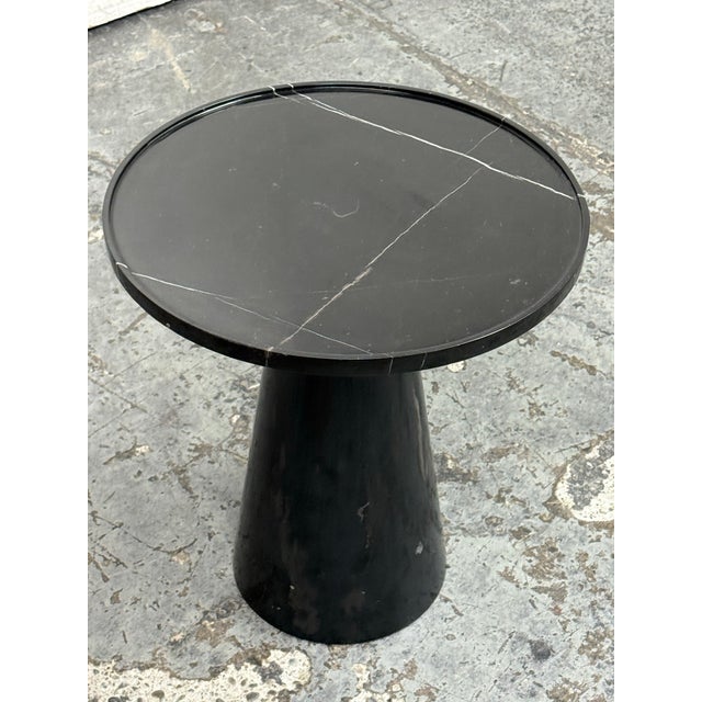 Michael Oren Designs Marquina Marble Pedestal Side Table For Sale - Image 4 of 12