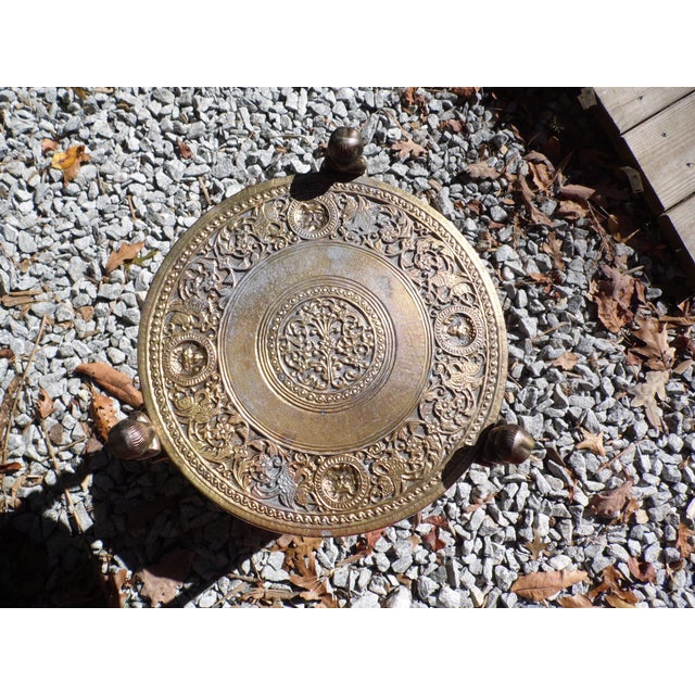 Vintage Gold Gilt Metal Stand Tiered Tripod Gueridon Table For Sale In Boston - Image 6 of 11