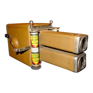 1930s Uncle Sam’s Hand Crank Movie Film Strip Projector With Vintage Color Film Strip Roll