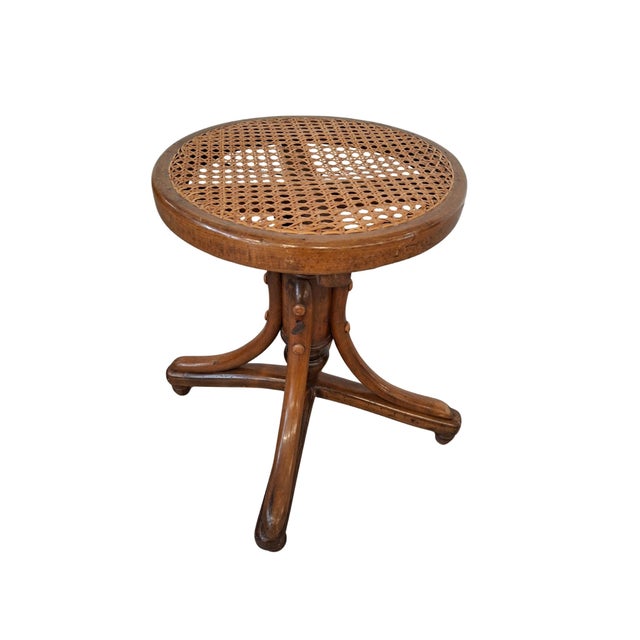 Piano Stool in Bent Beech and Vienna Straw, 1980 For Sale - Image 6 of 10