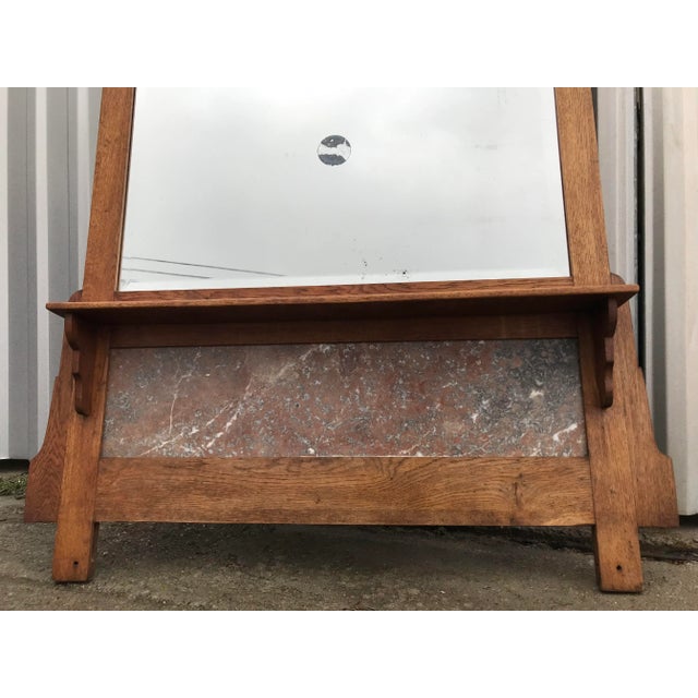 Mirror with Shelf in Oak and Marble, 1920s For Sale - Image 10 of 18