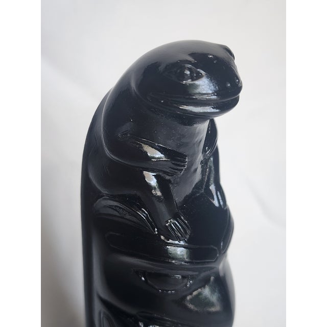 Vintage Hand Carved Haida Argillite Replica 5 Figure Totem Pole Frog Falcon Man Bear Fish For Sale In West Palm - Image 6 of 10