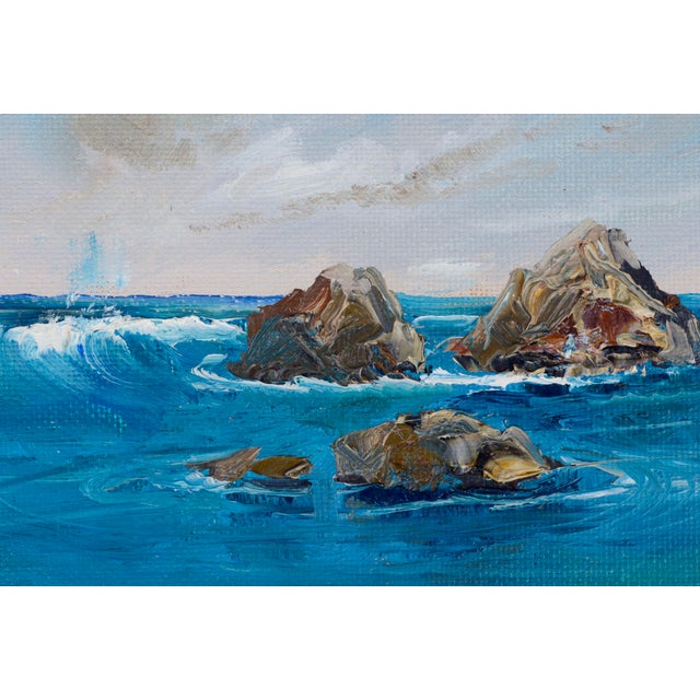 Coastal Rocks in the Tide, Miniature Contemporary Coastal Seascape by Kathleen Murray For Sale - Image 3 of 6