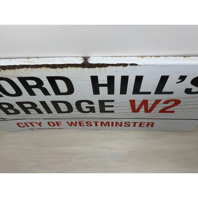1960s Lord Hill’s Bridge W2 – Original City of Westminster Enamel Street Sign Designed by Sir Misha Black, c.1967) For Sale - Image 5 of 18